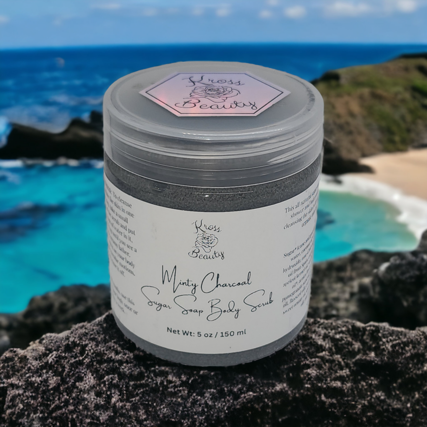 "Minty Charcoal" TRAVEL SIZE 5oz Sugar Soap Body Scrub