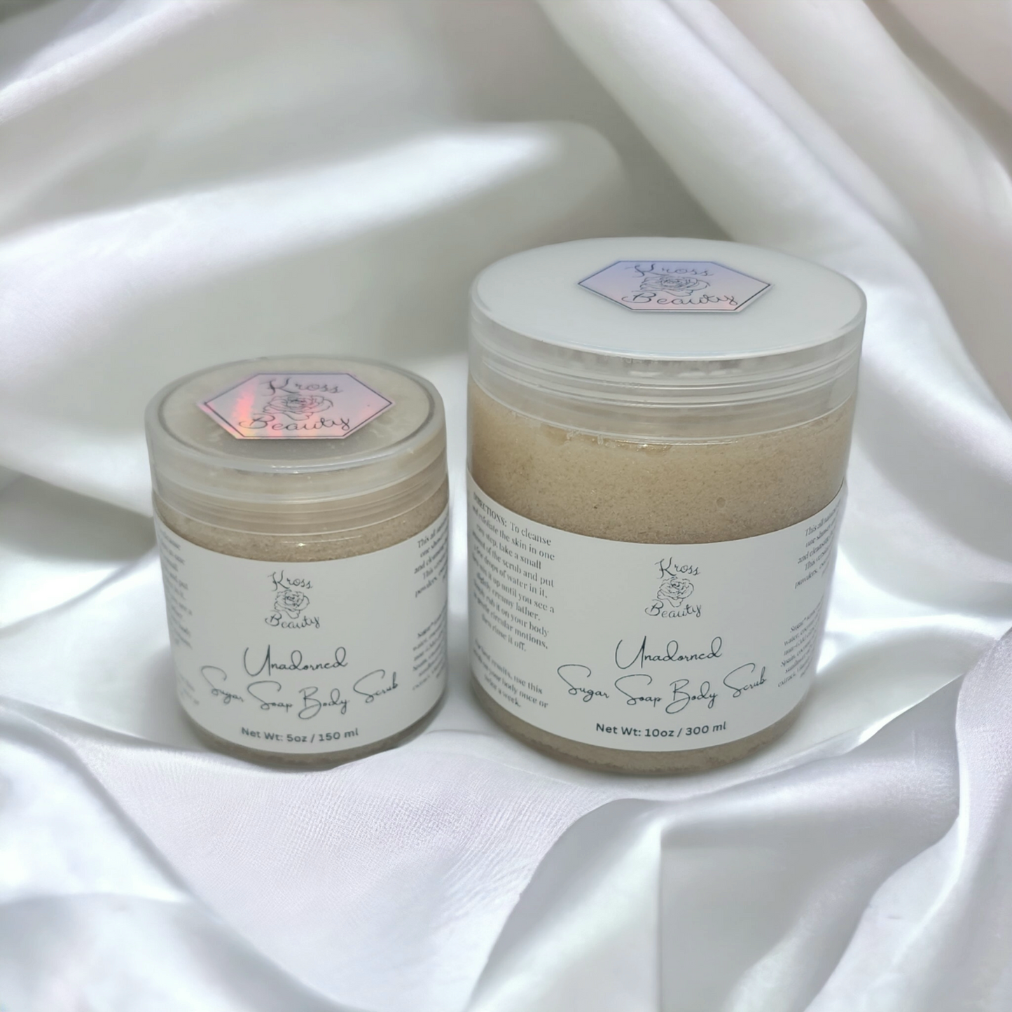 "Unadorned" (Unscented) TRAVEL SIZE 5oz Sugar Soap Body Scrub
