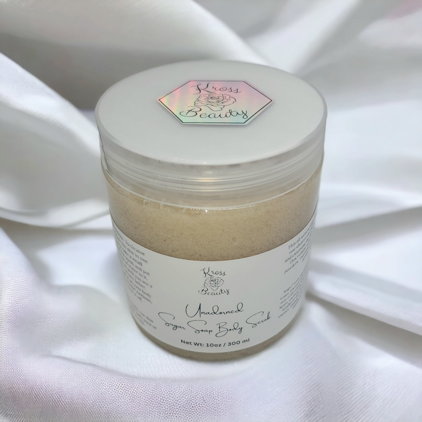 "Unadorned" (Unscented) FULL SIZE 10oz Sugar Soap Body Scrub
