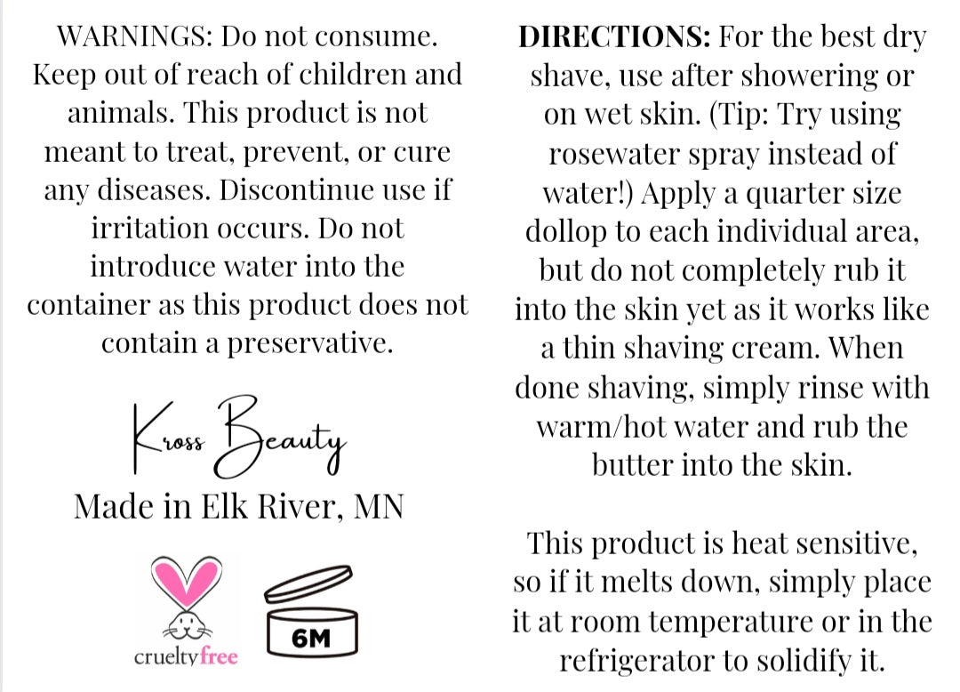 "Cranberry Candy Cane" (6 oz) Organic Polishing Whipped Dry Shave Butter