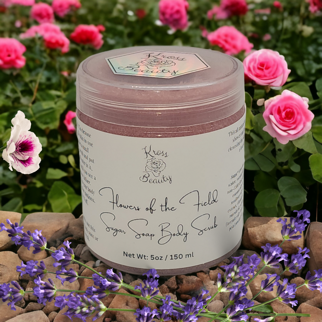 "Flowers of the Field" TRAVEL SIZE 5oz Sugar Soap Body Scrub