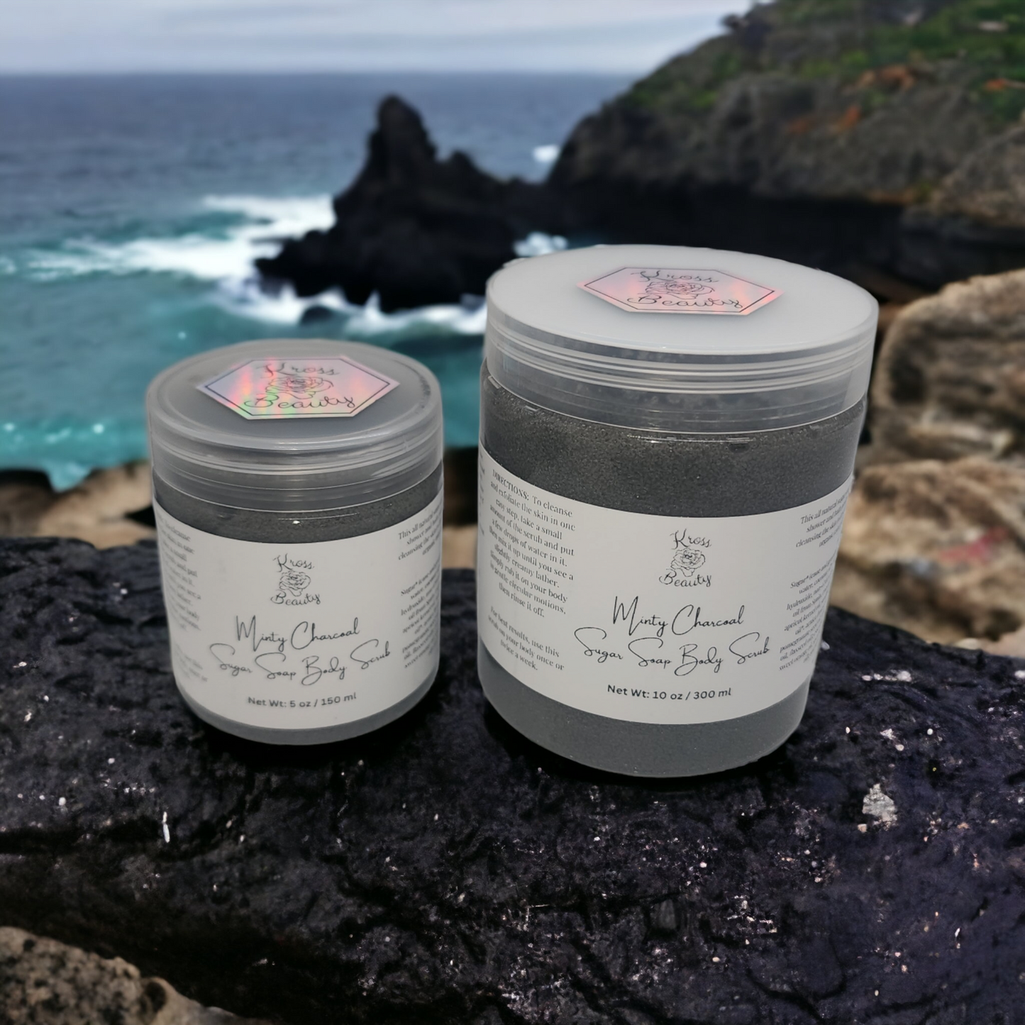 "Minty Charcoal" FULL SIZE 10oz Sugar Soap Body Scrub