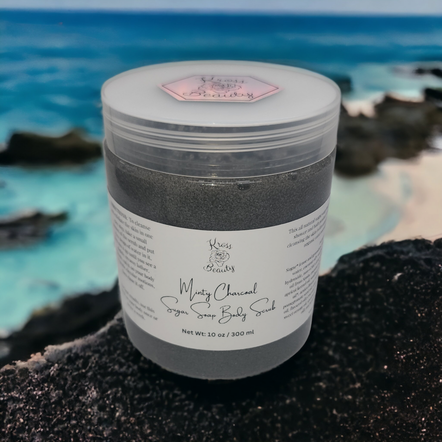 "Minty Charcoal" FULL SIZE 10oz Sugar Soap Body Scrub