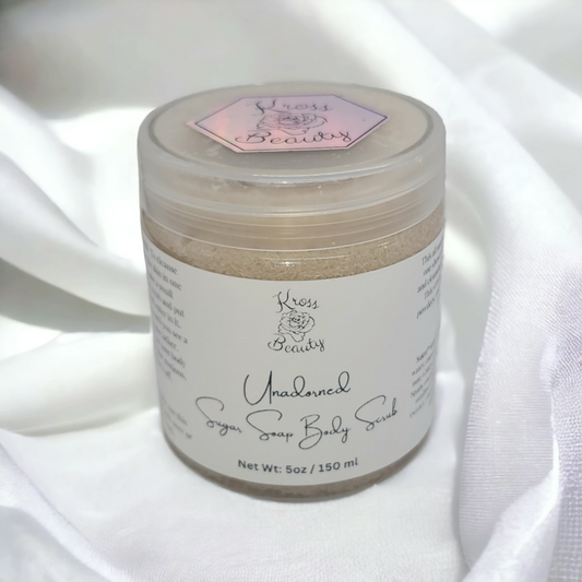 "Unadorned" (Unscented) TRAVEL SIZE 5oz Sugar Soap Body Scrub